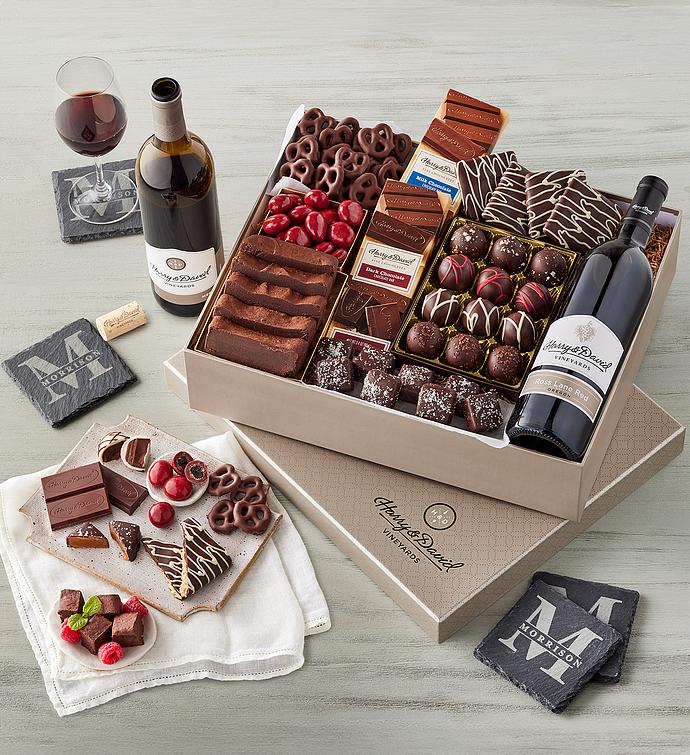 Sweet Treats Wine Pairing Collection with Personalized Slate Coaster Set