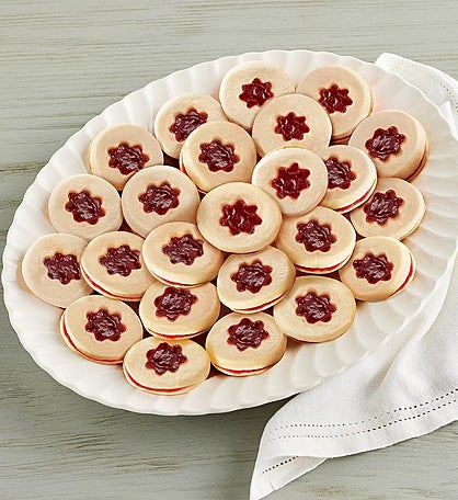Raspberry-Filled Flower-Cutout Shortbread Cookies - 24 Pack