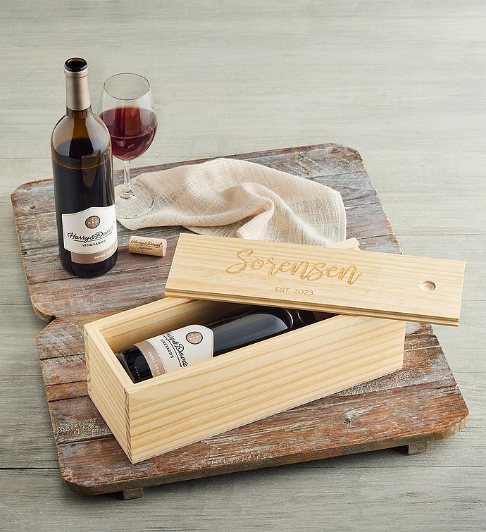 Personalized Wood Wine Box with Royal Crest Red Blend