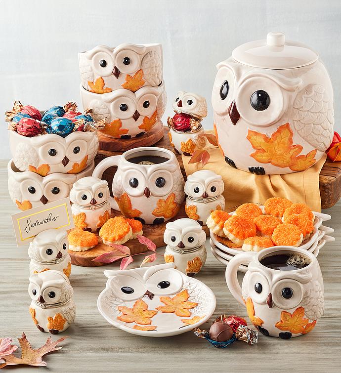 Fall Owl Appetizer Plates - Set of 4