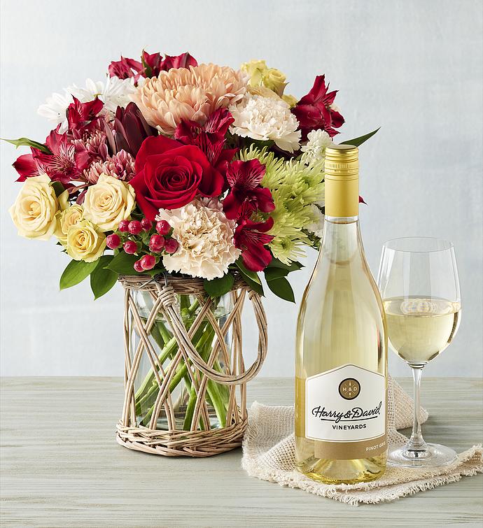 Frosted Gingerbread Bouquet and Wine