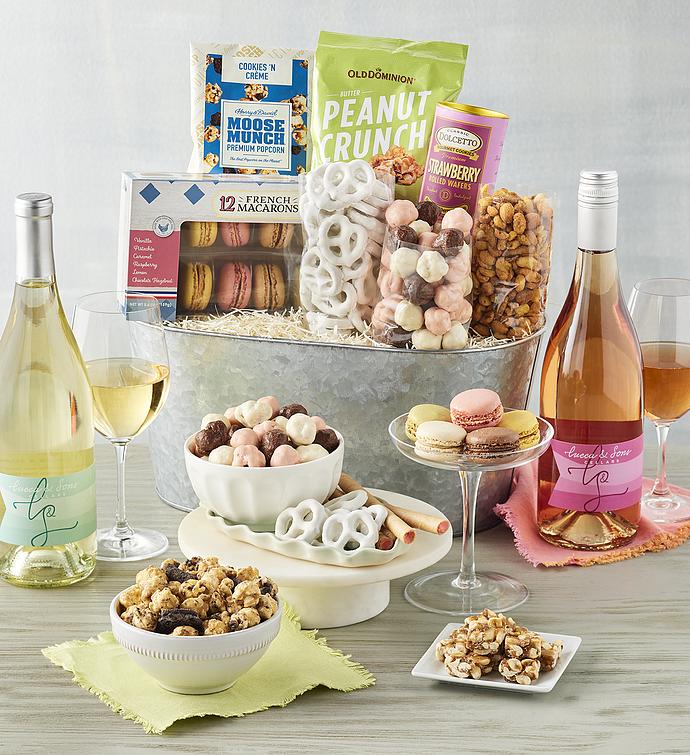 Lucca & Sons Cellars™ Wine and Sweets Basket with Rosé and White Wine