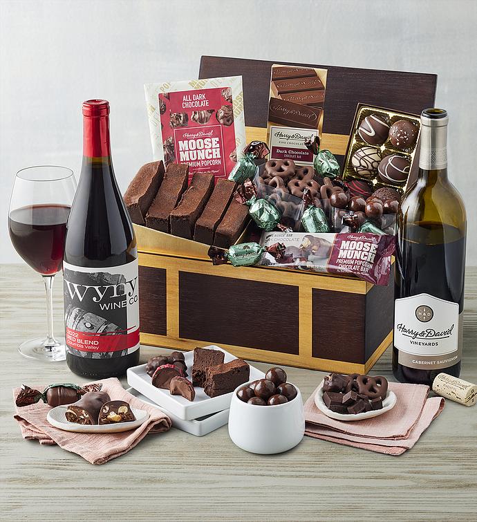 Chest of Chocolates with Wine Bottles