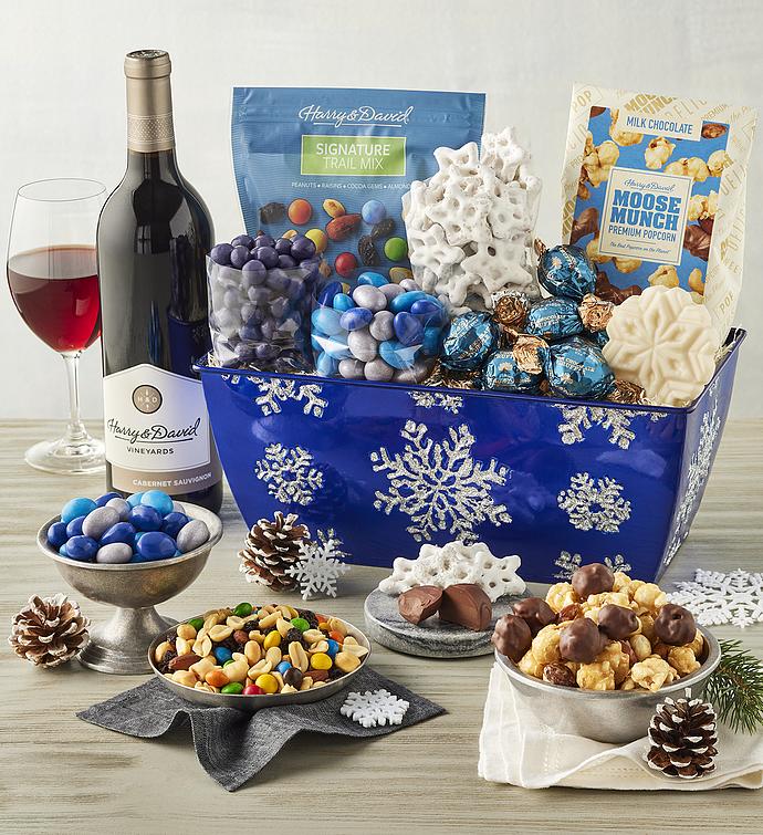 Festive Gift Basket with Wine