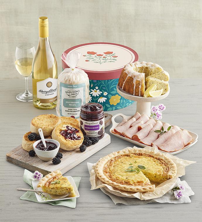 Spring Brunch Hat Box Gift with Wine