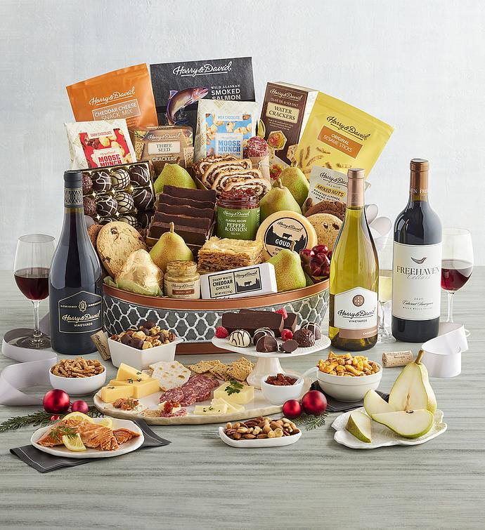 Deluxe Hearthside Gift Basket with Wine