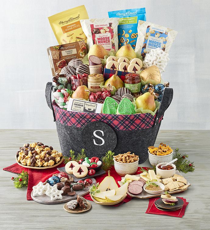 Deluxe Personalized Monogrammed Christmas Gift Basket