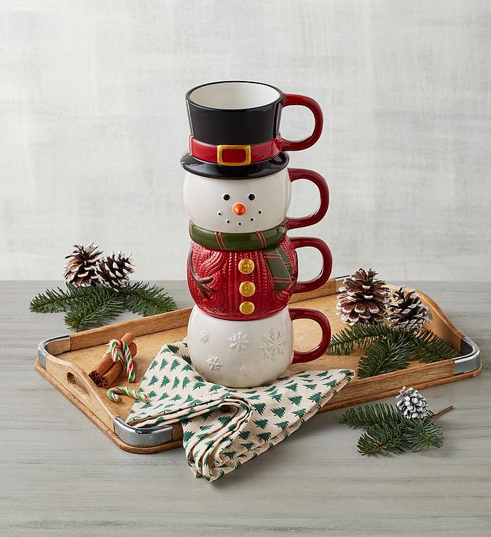 Holiday Snowman Stackable Mug Set