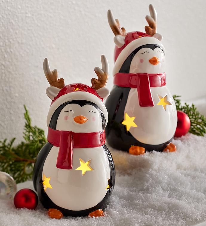 Holiday Festive Penguin Lights   Set of 2