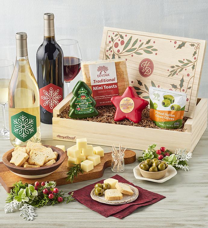 Holiday Cheese Gift Crate with Wine