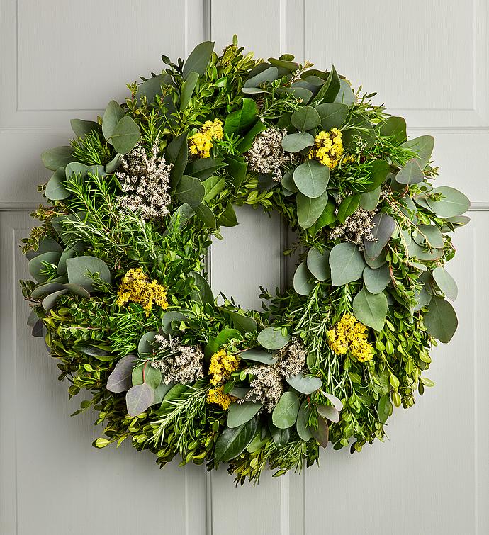 Boxwood Eucalyptus Statice Wreath