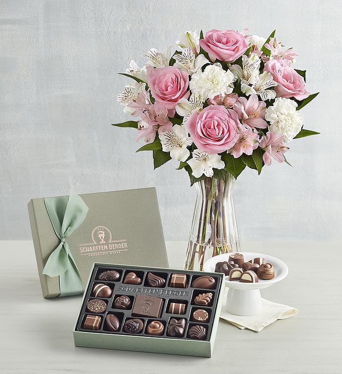 Scharffen Berger® Spring Chocolatier's Collection with Cherished Blooms Bouquet