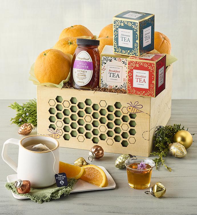 Oranges and Tea in Honeycomb Gift Crate