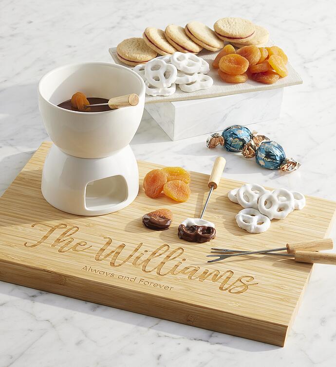 Mini Fondue Gift Set with Personalized Bamboo Cutting Board