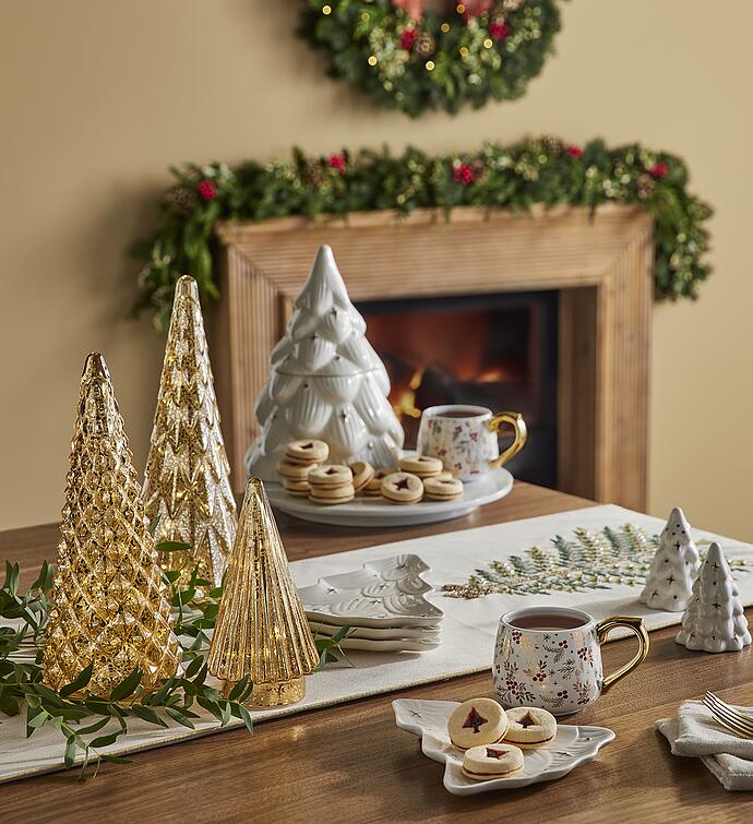 Holiday Lighted Glass Trees - Set of 3