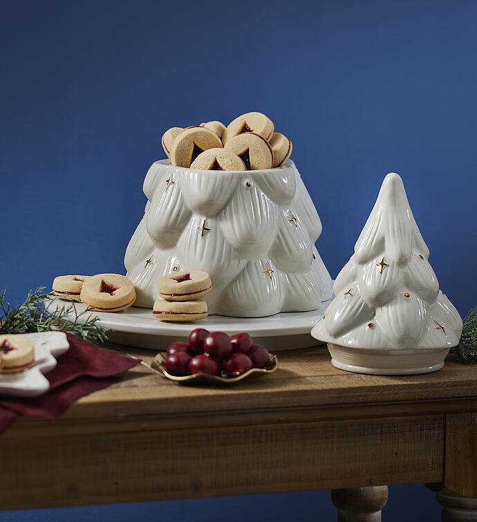 Holiday Tree Cookie Jar with Cookies
