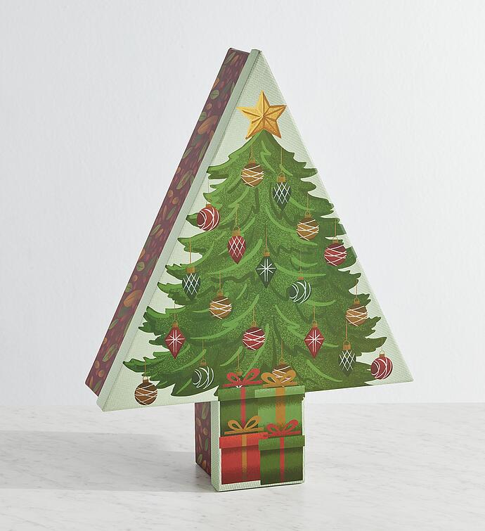 Christmas Tree Gift Box with Wine and Snacks