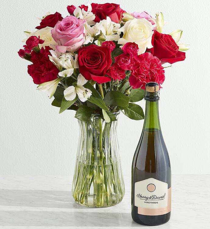 Blossoms & Wine™ - Precious Love Bouquet and Wine