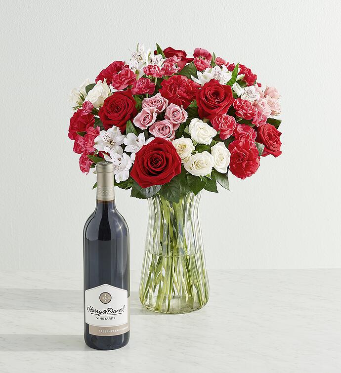 Blossoms & Wine™ - Precious Love Bouquet and Wine