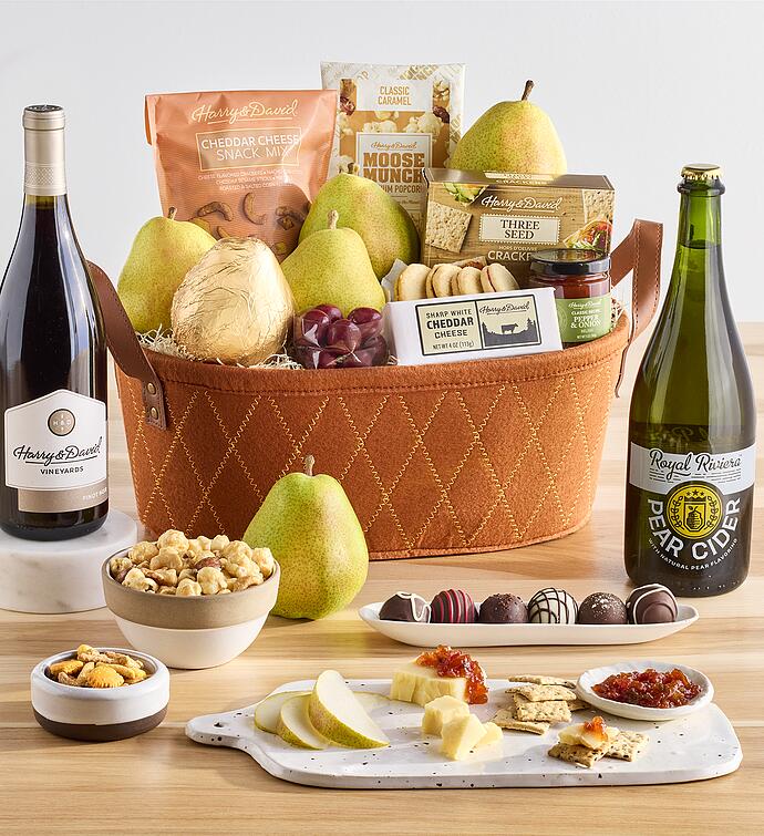 Harvest Favorites Gift Basket with Wine