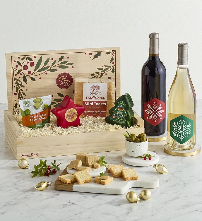 Holiday Cheese Gift Crate with Wine