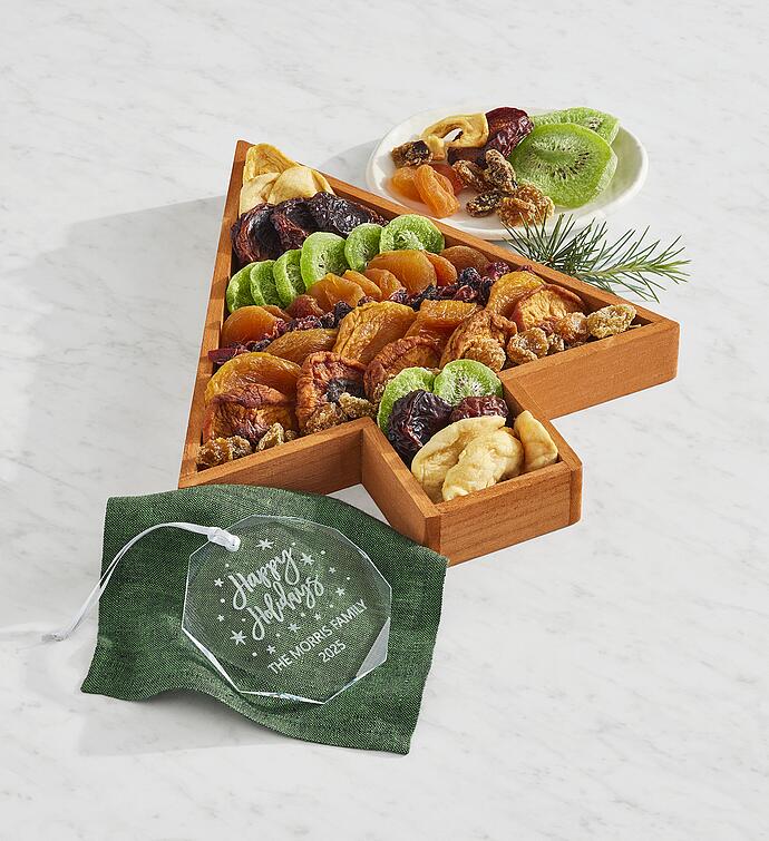 Dried Fruit Holiday Tree with Holiday Ornament 