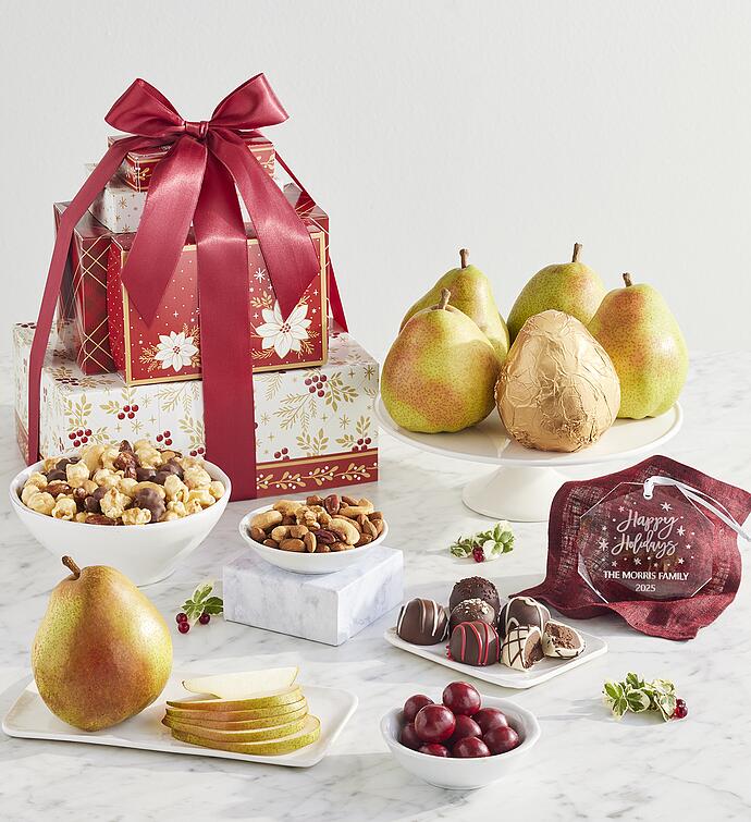Tower of Treats® Signature Holiday Gift with Personalized Ornament