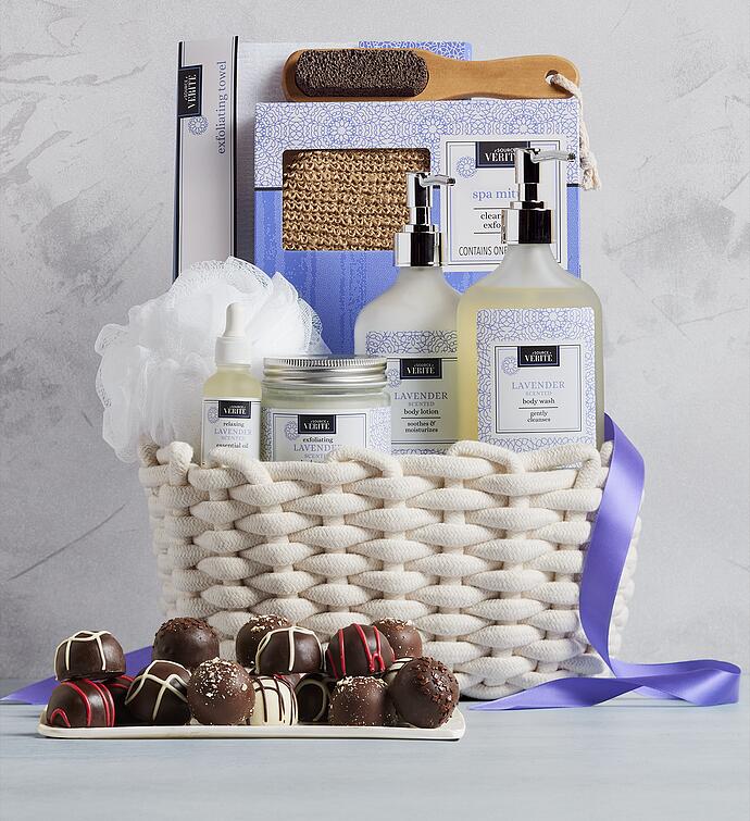 Signature Chocolate Truffles and Lavendar Spa Basket