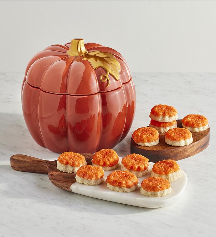 Pumpkin Cookie Jar with Cookies