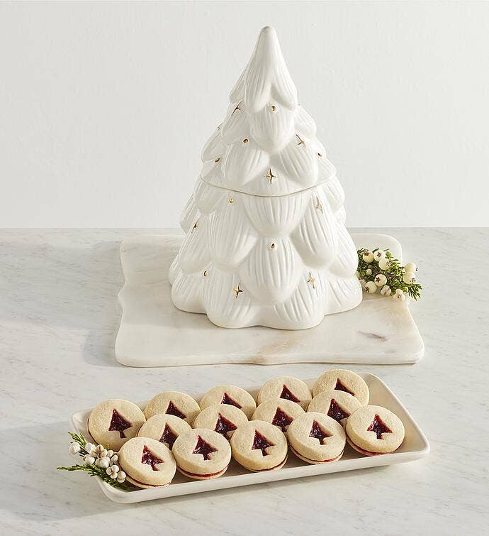 Holiday Tree Cookie Jar with Cookies