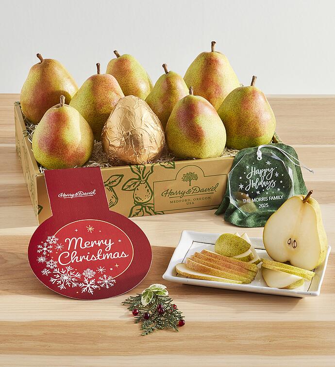 Royal Riviera® Merry Christmas Pears with Personalized Ornament