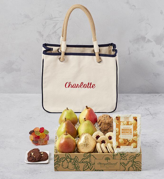 Deluxe Spring Gift Box with Personalized Embroidered Canvas Rope Tote