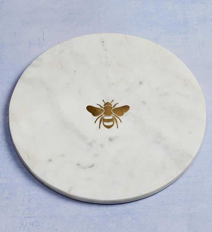 Marble Serving Board with Honeybee Inlay