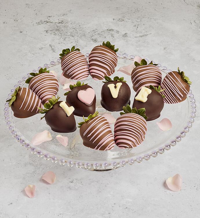 "Love" Harry & David® Belgian Chocolate Hand Dipped Strawberries   12 Count
