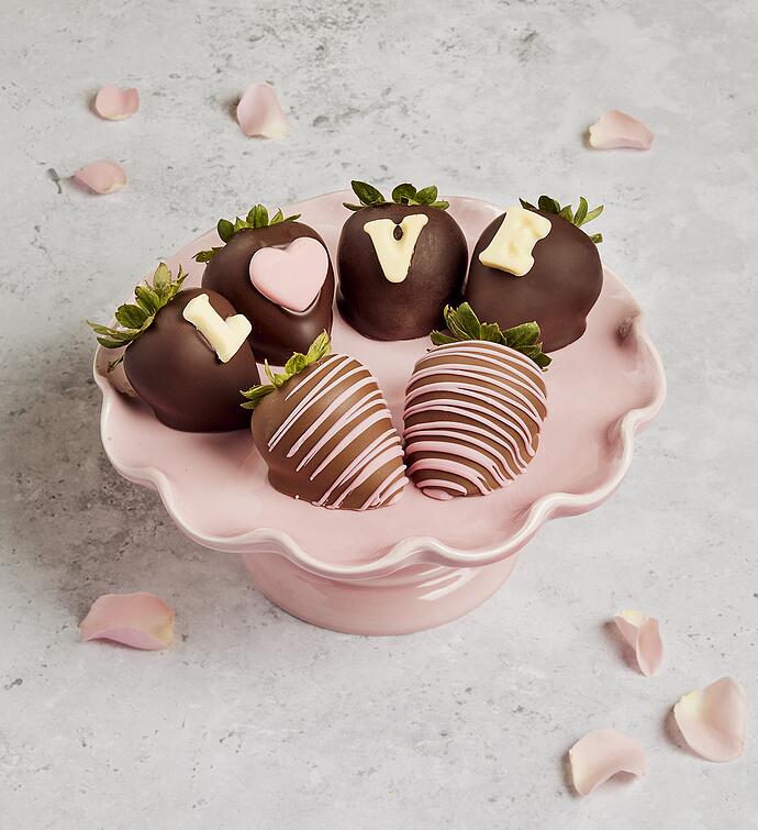"Love" Harry & David® Belgian Chocolate Hand-Dipped Strawberries - 6 Count