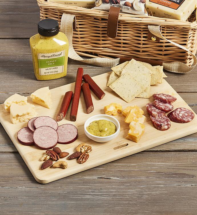 Meat and Cheese Picnic Basket with Personalized Board