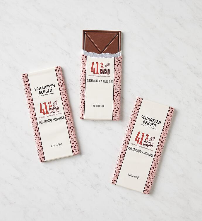 Scharffen Berger® 41% Milk Chocolate + Cacao Nibs Bar   3 Pack