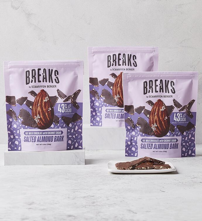 BREAKS by Scharffen Berger™ 43% Oat Milk Chocolate Bark with Salted Almonds 3-Pack