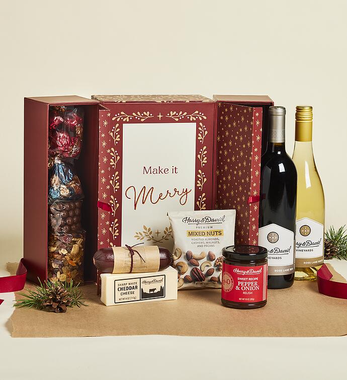 Sweet and Savory Holiday Gift Box with Wine