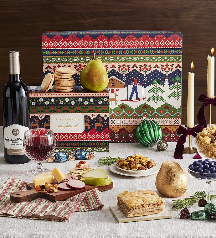 RIFLE PAPER CO. HARRY & DAVID Grand Holiday Gift Box with Wine