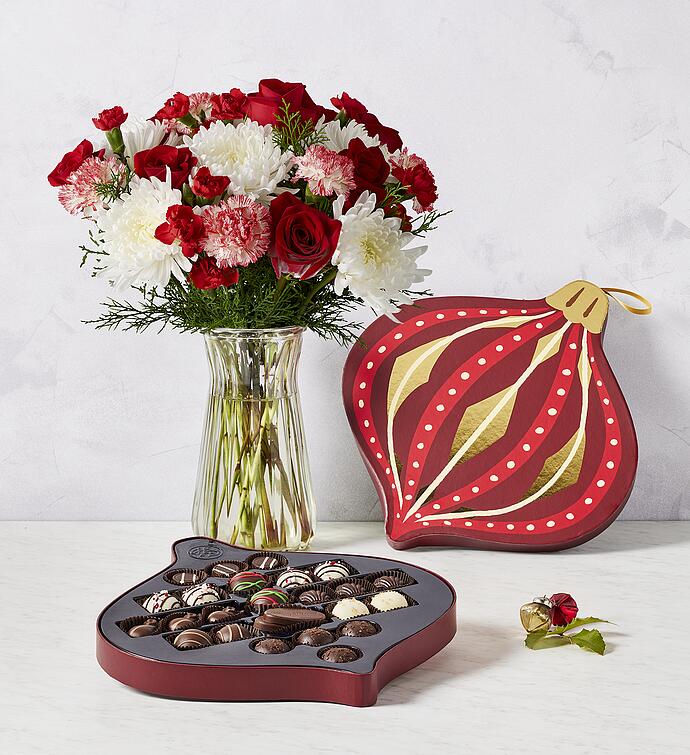 Limited Edition Chocolate Collection with Peppermint Twist Holiday Bouquet
