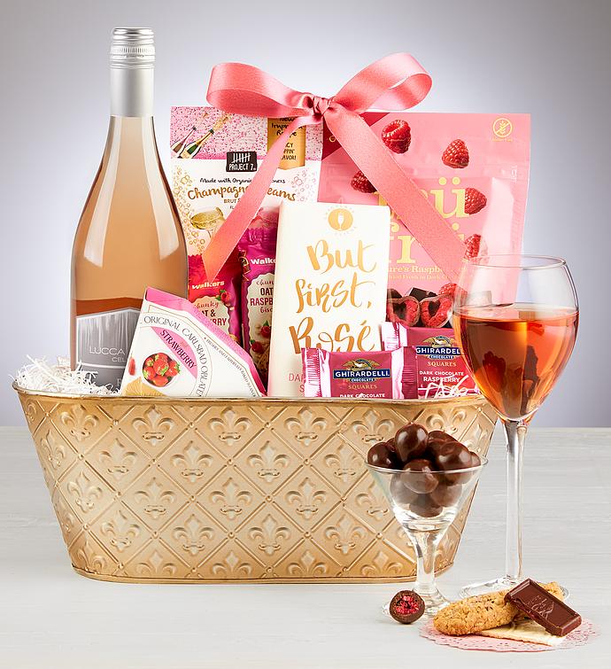 Rose is the Way Wine Gift Basket