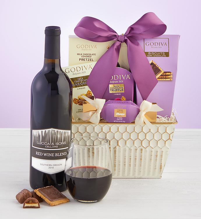 Godiva Sweets Wine Gift Baskets