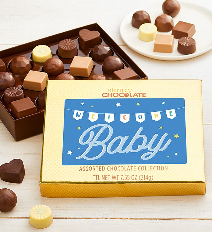 Welcome Baby Boy 18pc Chocolate Box | SimplyChocolate.com