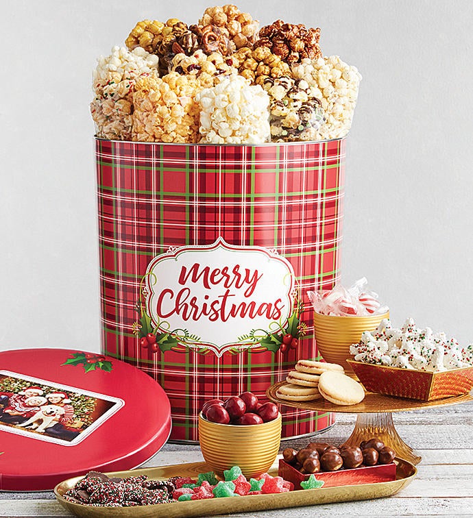 6 1/2 Gallon Holly Plaid Merry Christmas Ultimate Snack Assortment