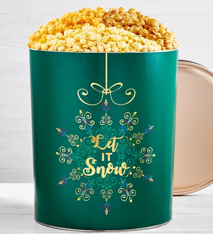 Let It Snow 6 1/2 Gallon 3 Flavor Popcorn Tin
