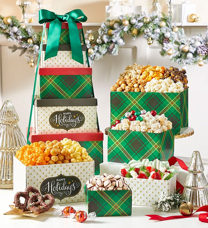 5 Gift Box Happy Plaid Tower